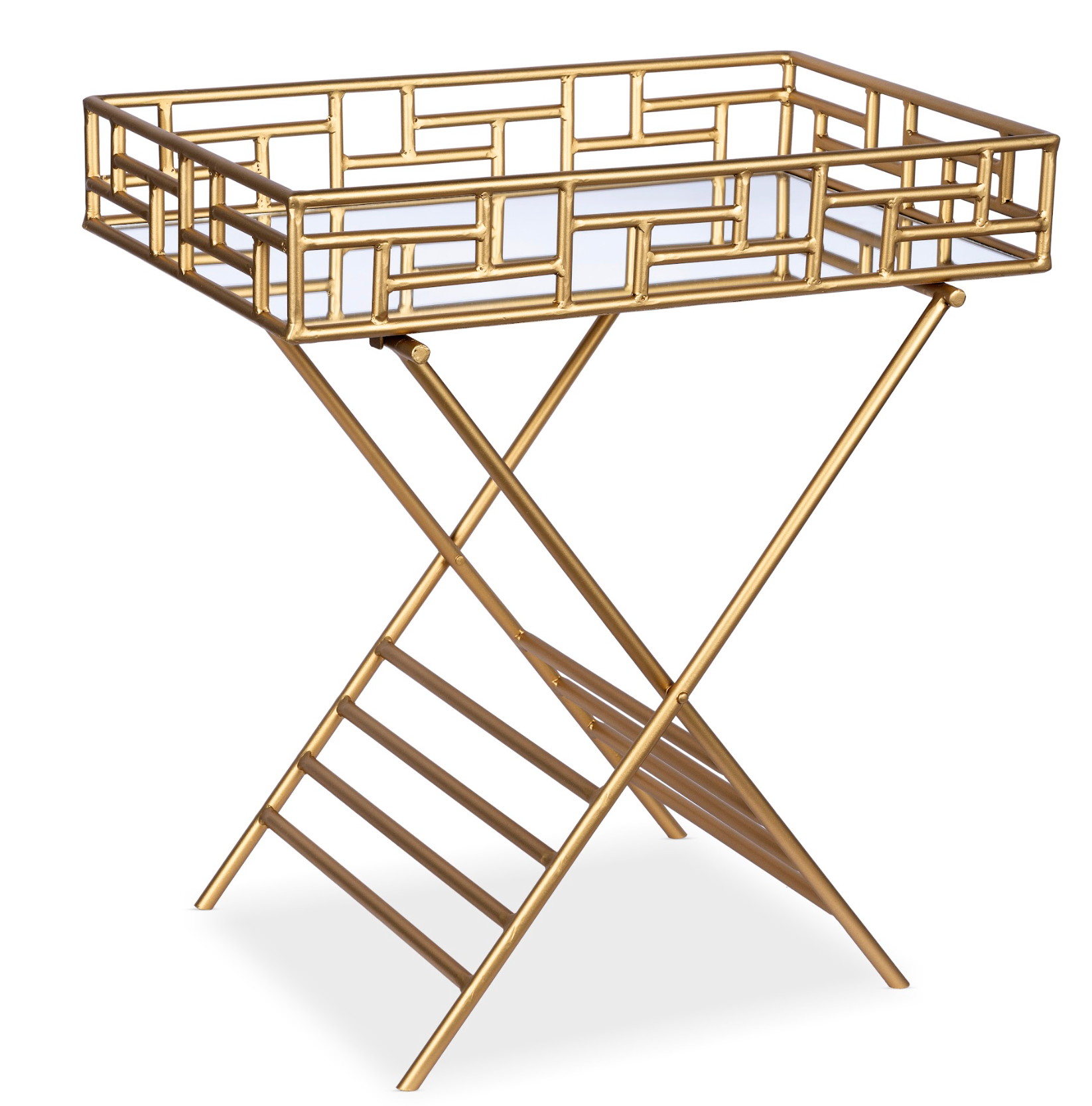 Gold Metal Fretwork Bar Tray Table