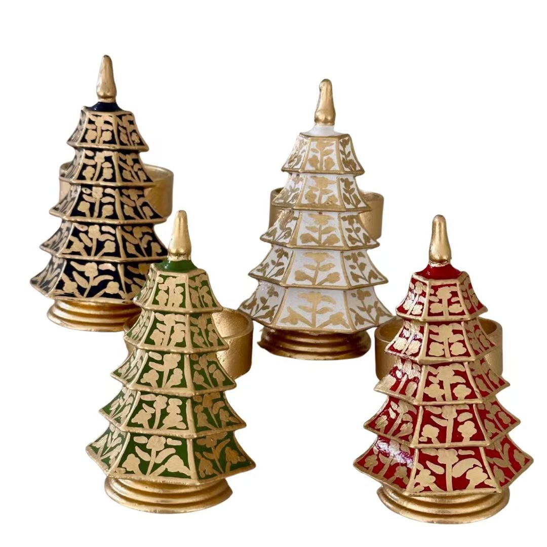 Chinoiserie Pagoda Tree Set of 4 Napkin Ring
