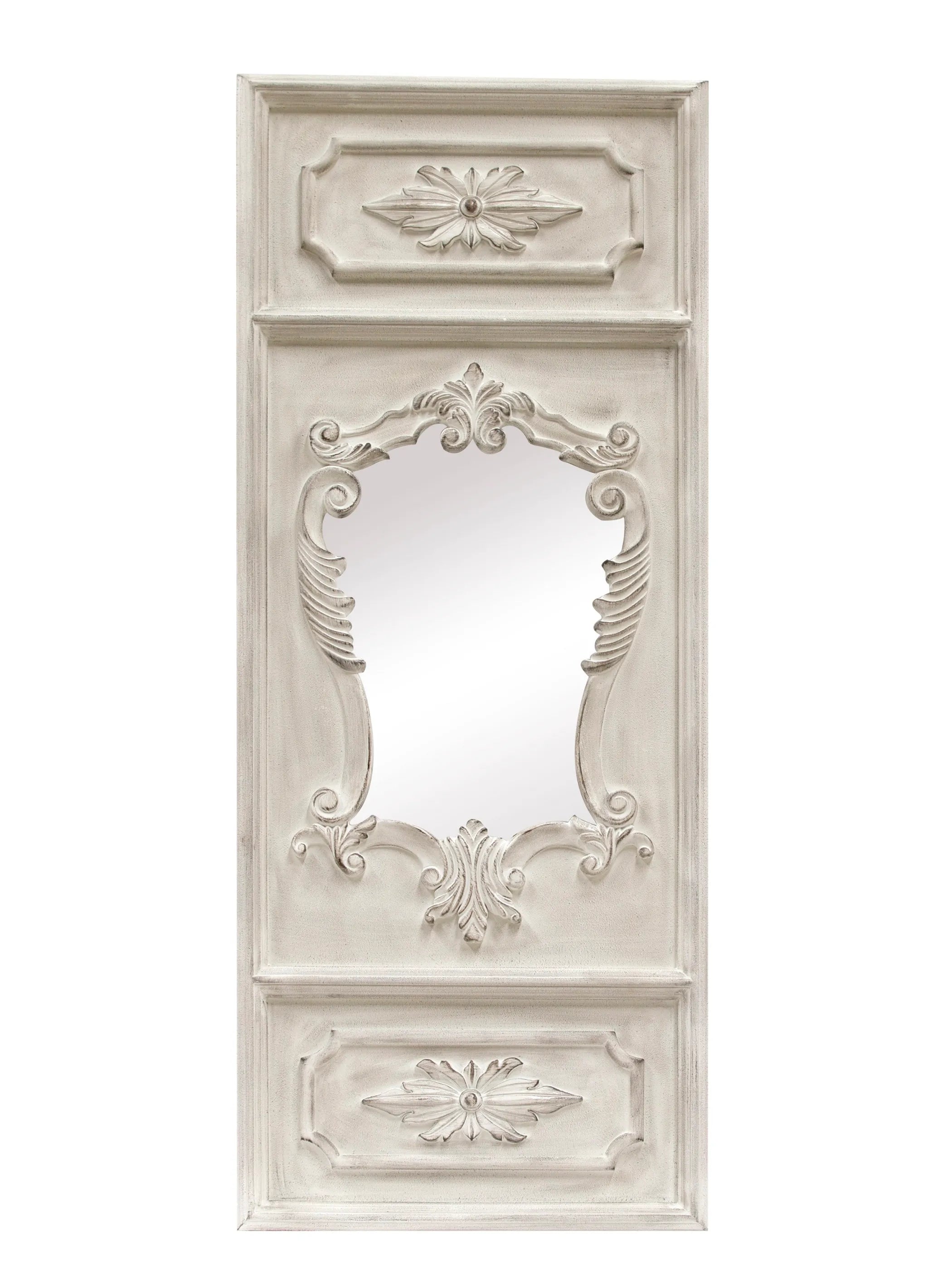 Angelique French Trumeau Stone White Wall Mirror