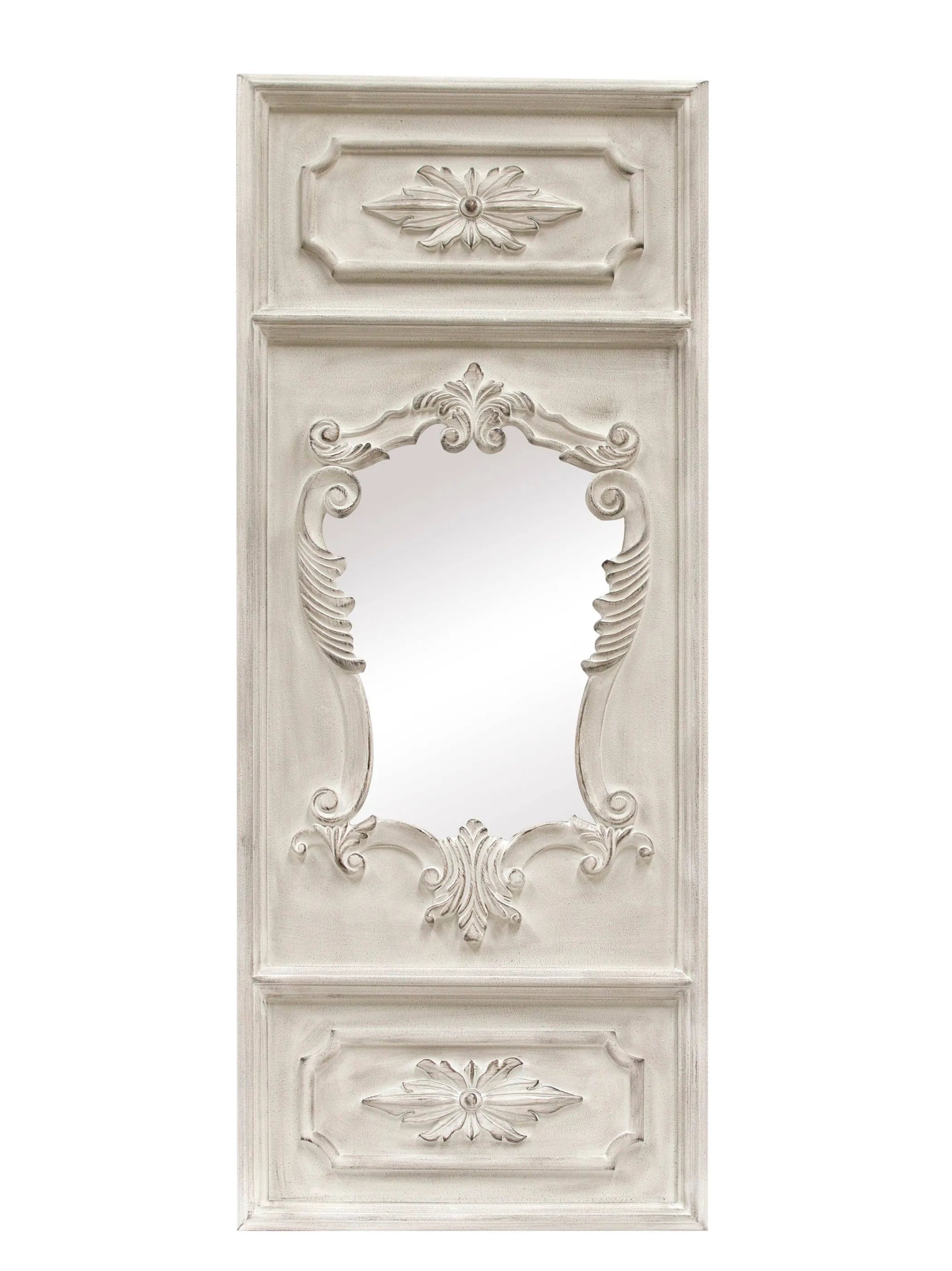 Angelique French Trumeau Stone White Wall Mirror