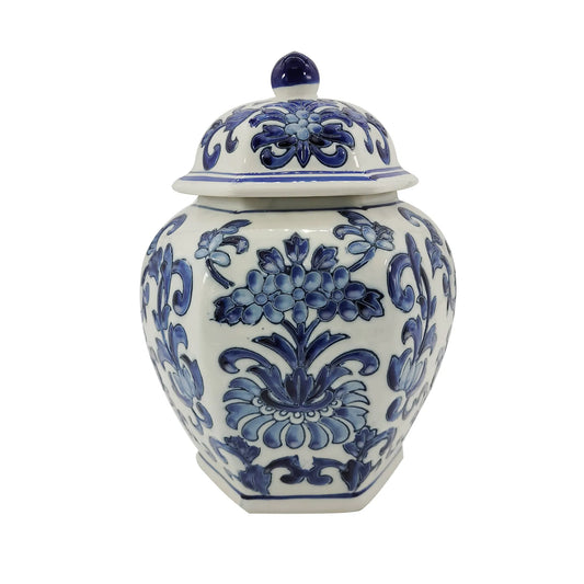 Chinoiserie Ceramic Jar Blue and White