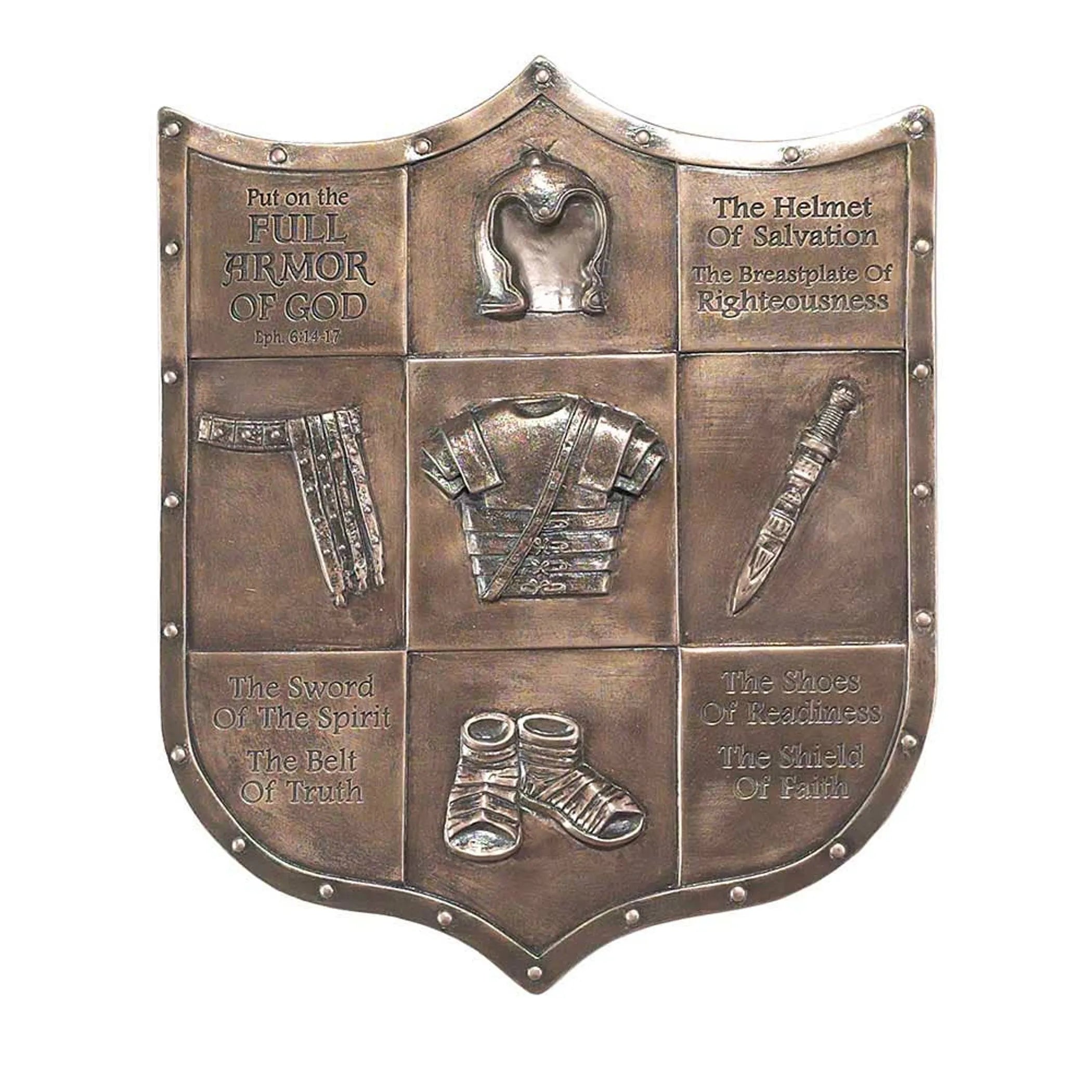 Armour Of God Antique-Brass Wall Plaque