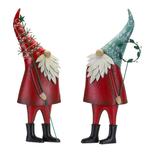 Gnome Figurines Holiday Decor (Set of 2) 27.5"H Iron