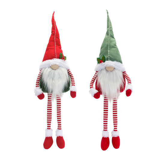 Gnome w/Dangling Legs Red and Green (Set of 2) 18"H Polyester