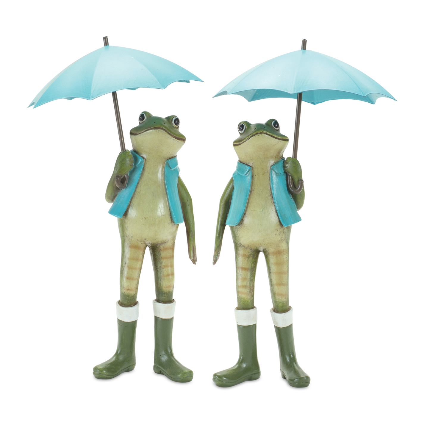 Frog with Umbrella Figurines (Set of 2) 11"H Resin