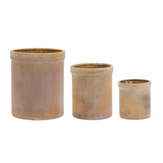 Terra Cotta Crock Vase (Set of 3) 5"H, 7"H, 9"H