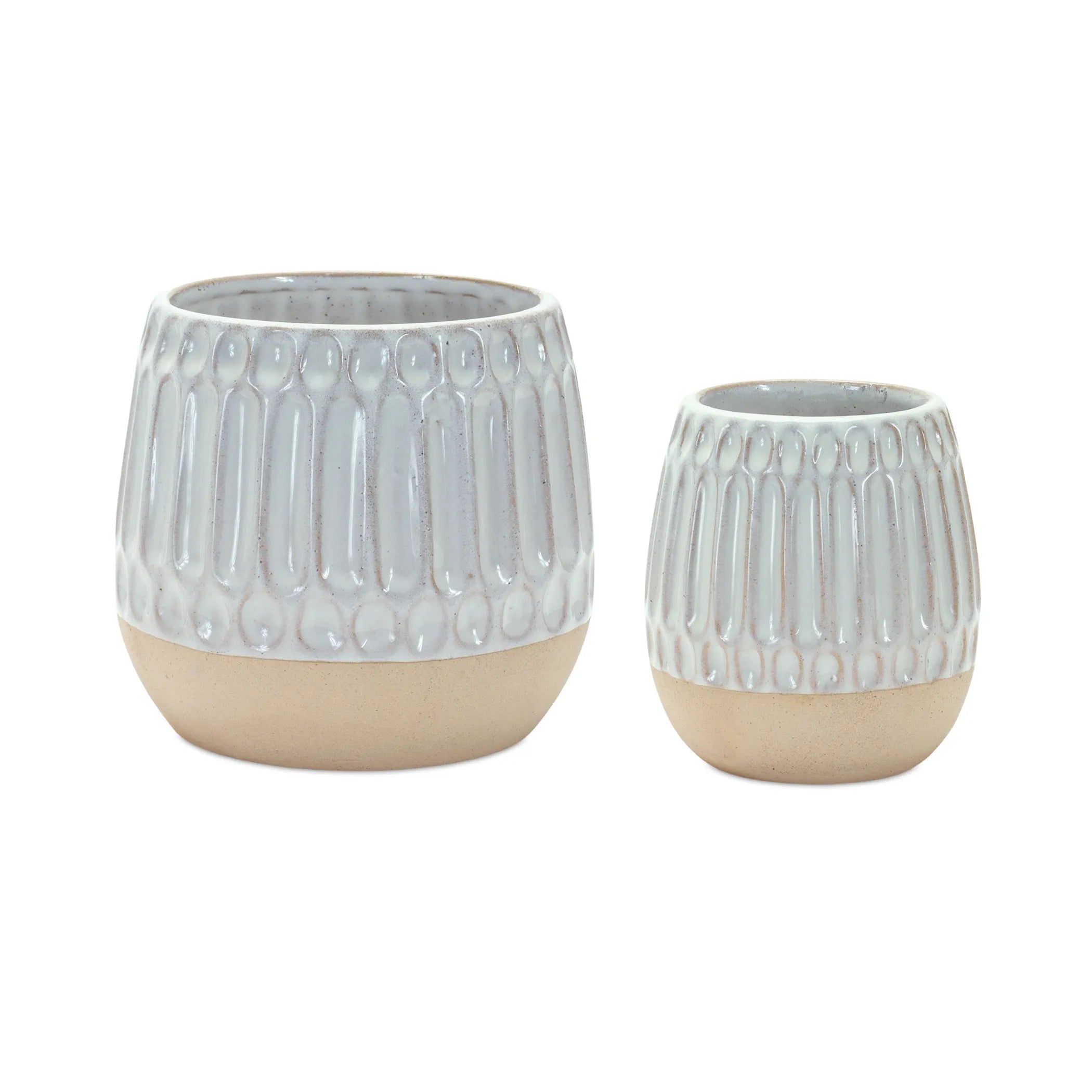 Vase (Set of 2) 3.5"D x 4.25"H, 4.75"D x 5"H Neutral White Porcelain