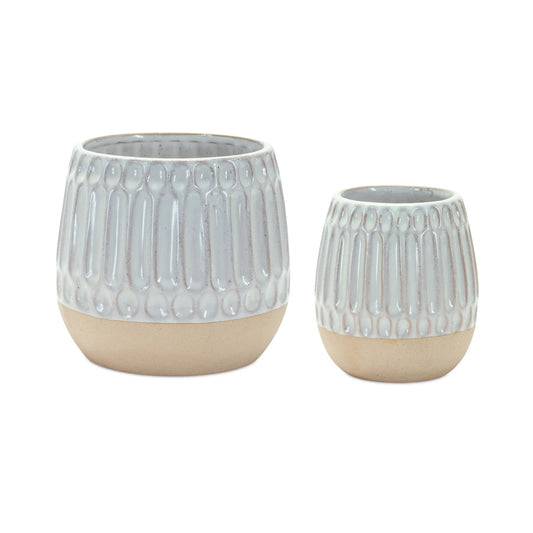 Vase (Set of 2) 3.5"D x 4.25"H, 4.75"D x 5"H Neutral White Porcelain