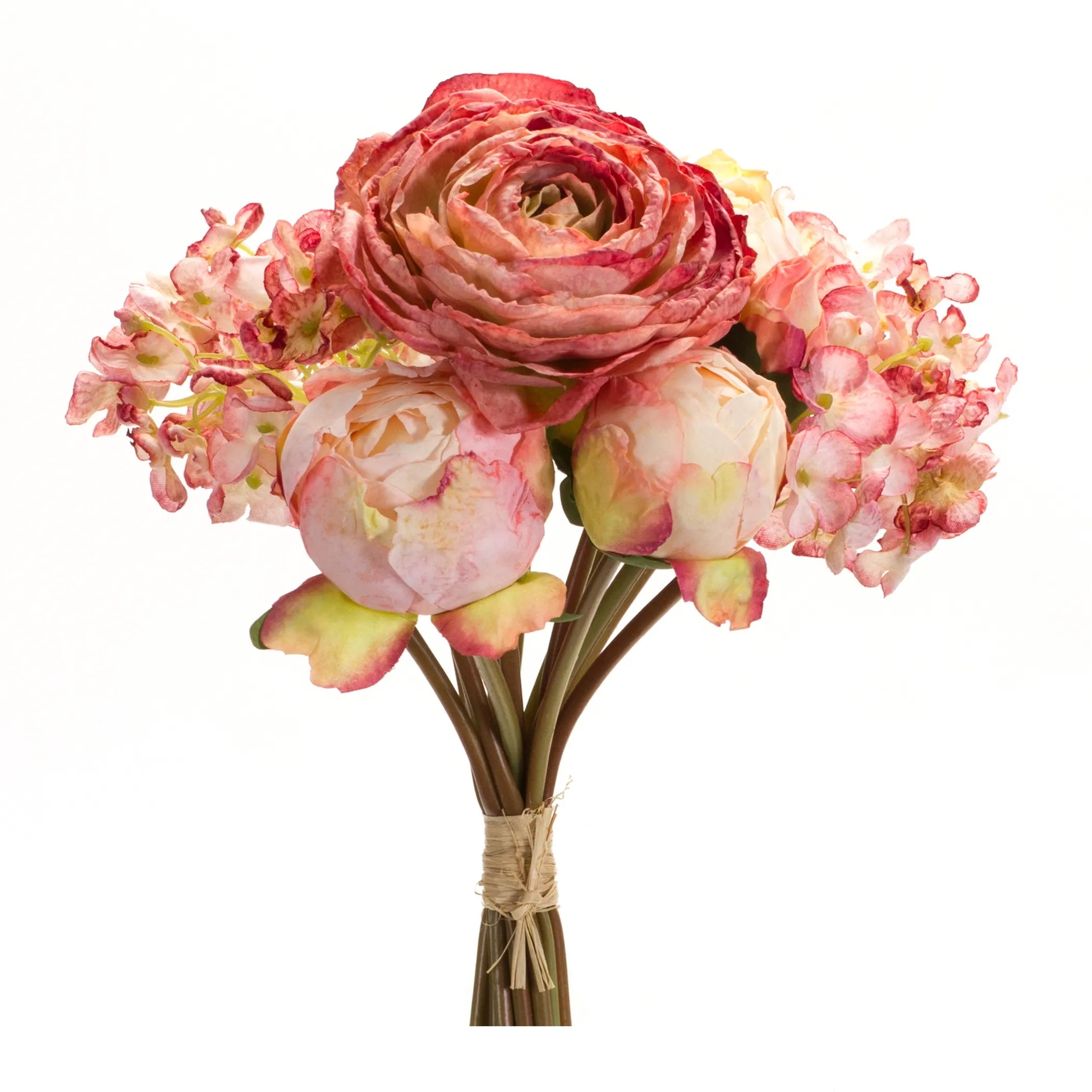 Peony and Hydrangea Bouquet (Set of 6) 16.75"H Polyester