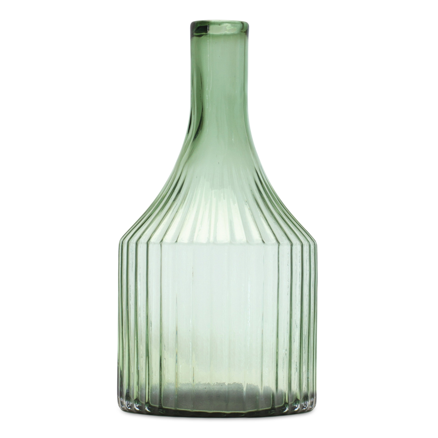 Vase 5.5"D x 10.75"H Ribbed Sage Glass