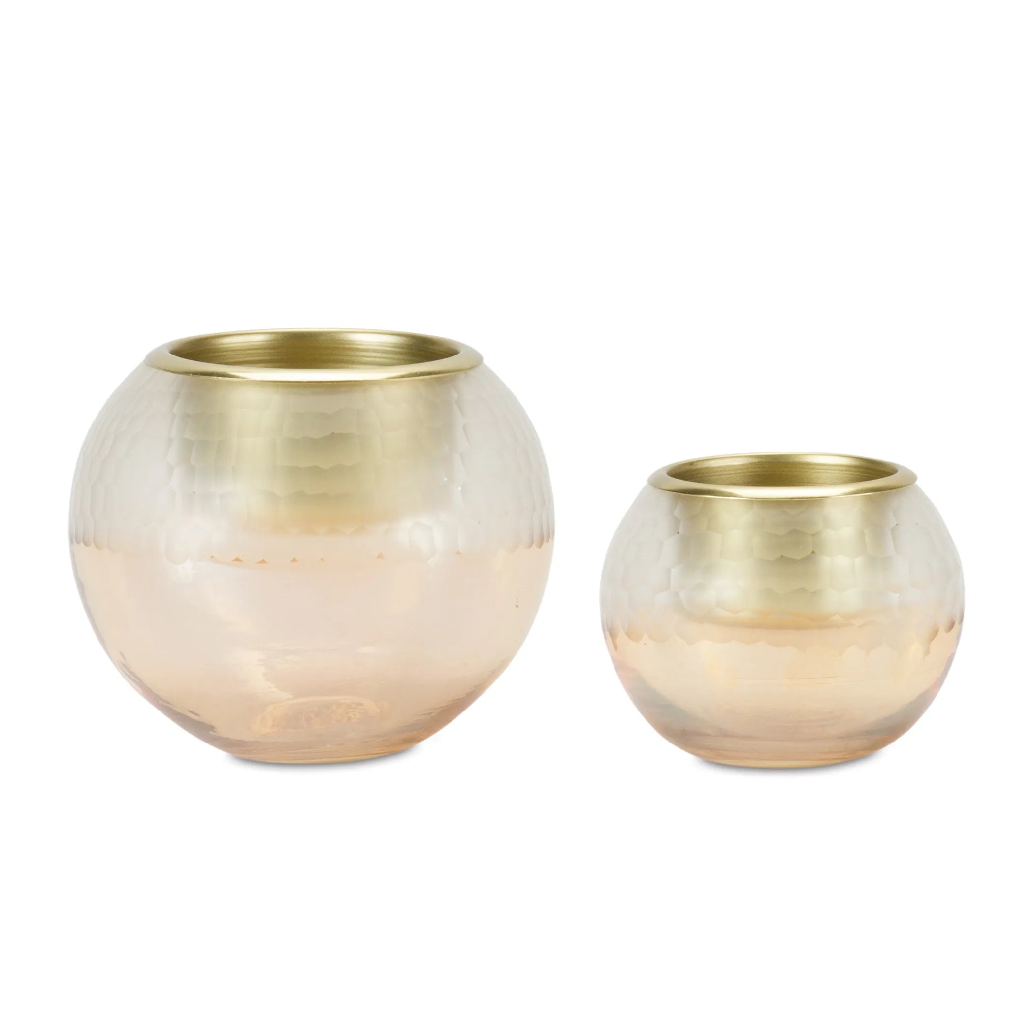 Rose Gold Glass Votive Candle Holder Set – Two-Tone Modern Ombre