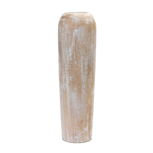 Wood Floor Vase Crafted from Solid Wood, White-Washed Finish - Pack Of: 1 unit | Materials: Wood | Décor  style: Rustic