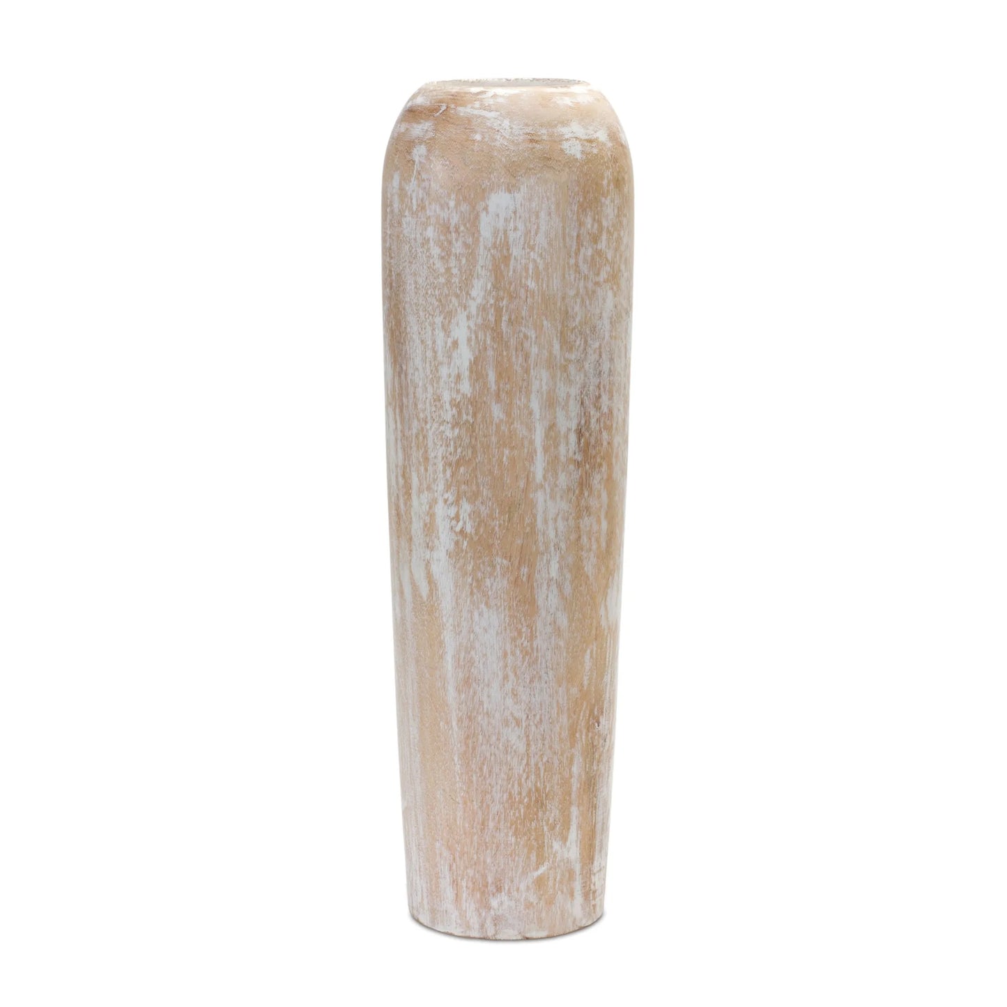 Wood Floor Vase 23.50"H Crafted from Solid Wood, White-Washed Finish - Pack Of: 1 unit | Materials: Wood | Décor  style: Rustic