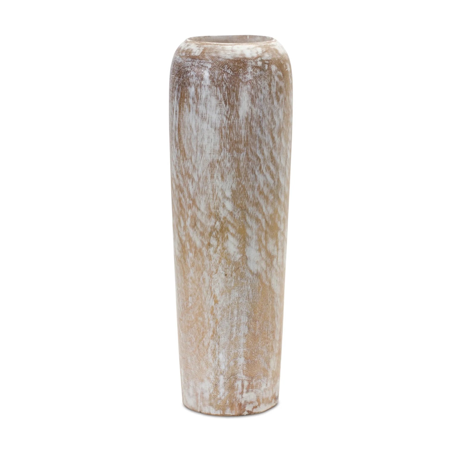 Wood Floor Vase 23.50"H Crafted from Solid Wood, White-Washed Finish - Pack Of: 1 unit | Materials: Wood | Décor  style: Rustic