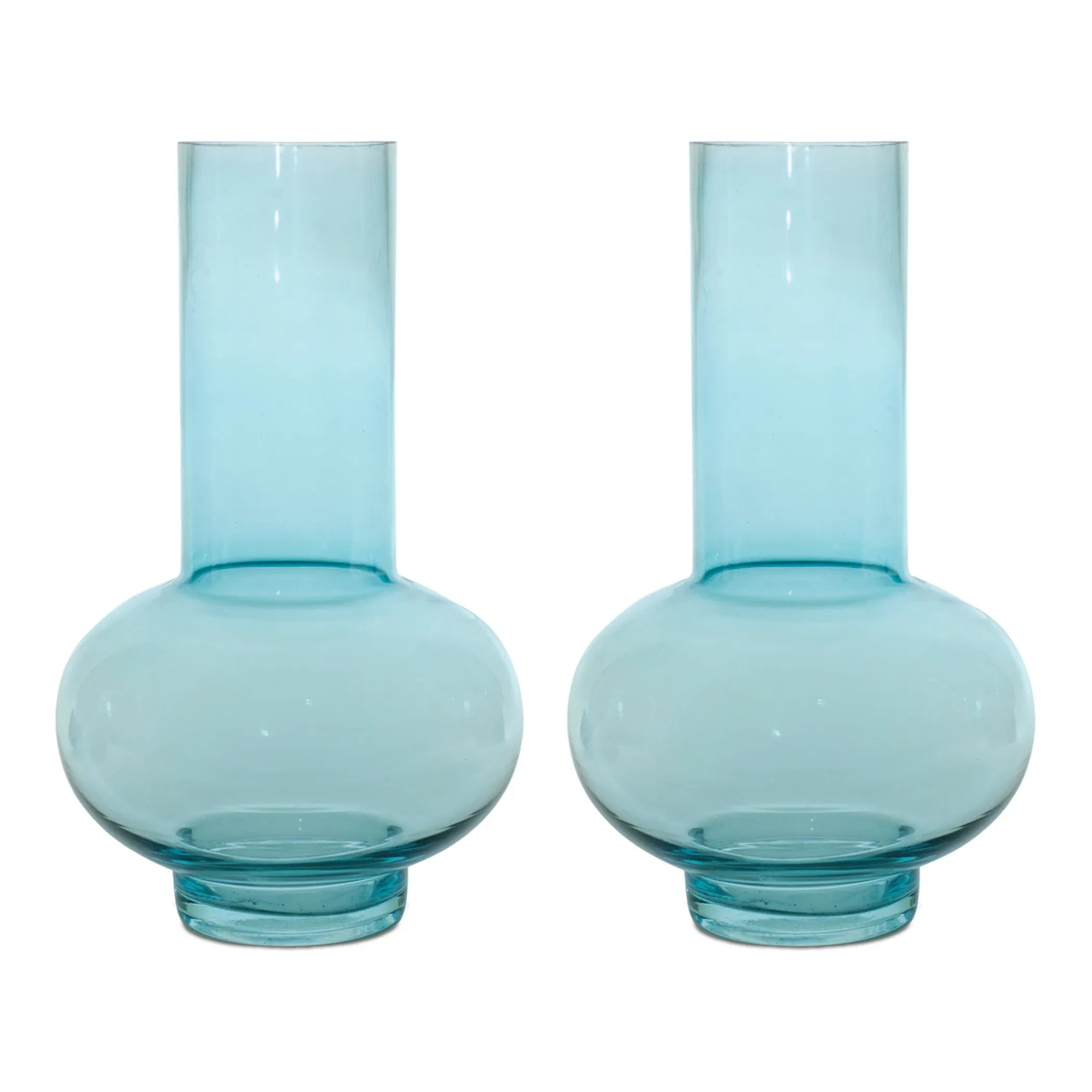 Blue Glass Vase Set Mid Century Design - Materials: Glass | Colors: Blue | Décor  style: Modern