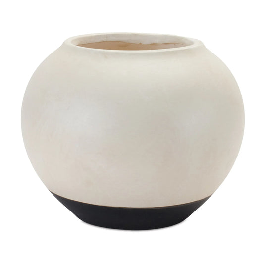 Two Tone Ceramic Vase  - Pack Of: 1 unit | Materials: Ceramic | Colors: Cream; black | Décor  style: Modern