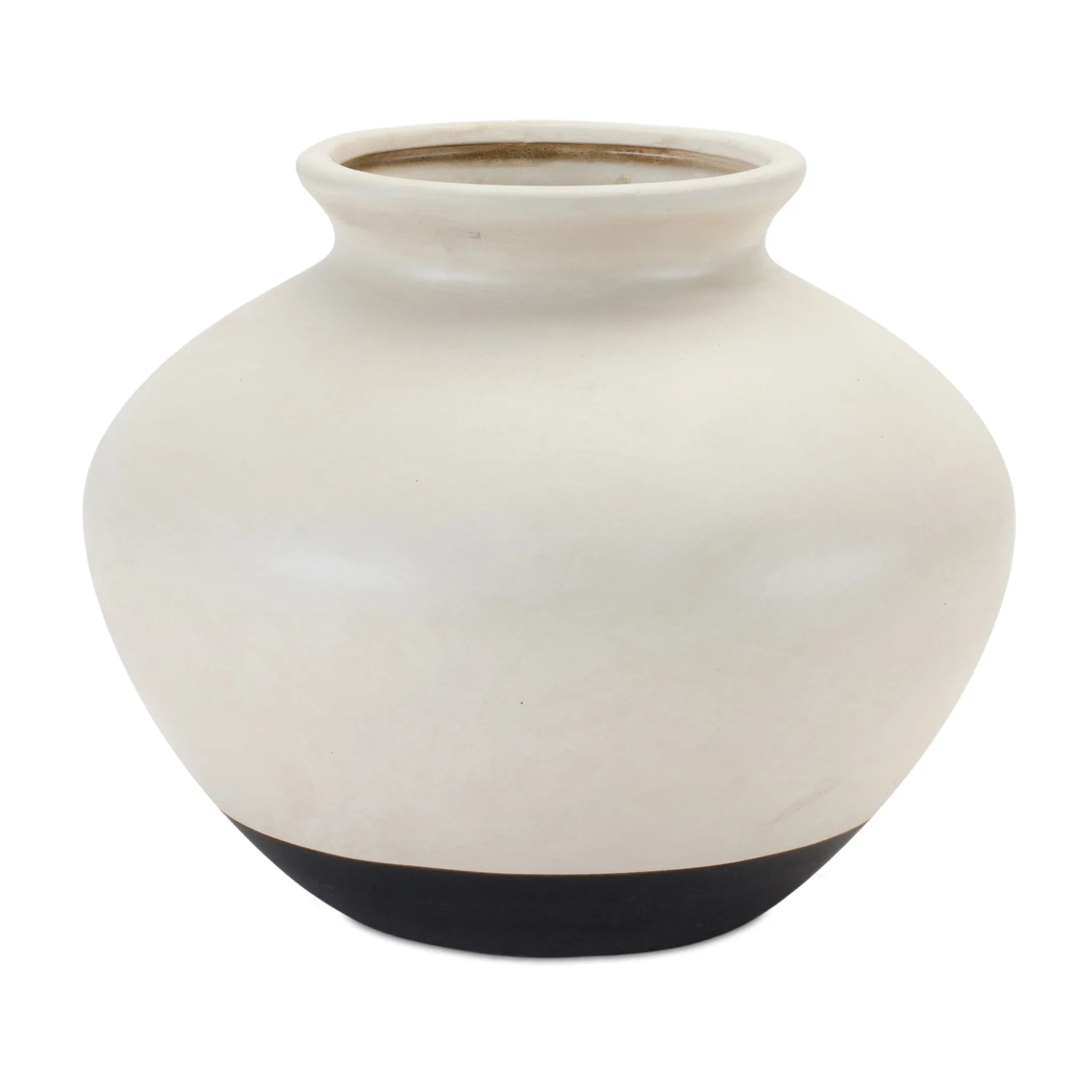 Two Tone Ceramic Vase  - Pack Of: 1 unit | Materials: Ceramic | Colors: Cream; black | Décor  style: Modern