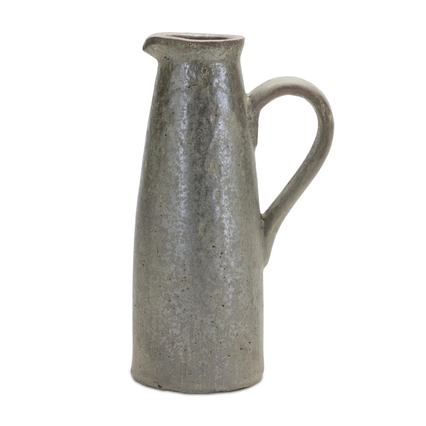 Distressed Terra Cotta Pitcher Vase Cool Grey Tones - Pack Of: 1 unit | Materials: Terra cotta | Colors: Grey | Décor  style: Rustic