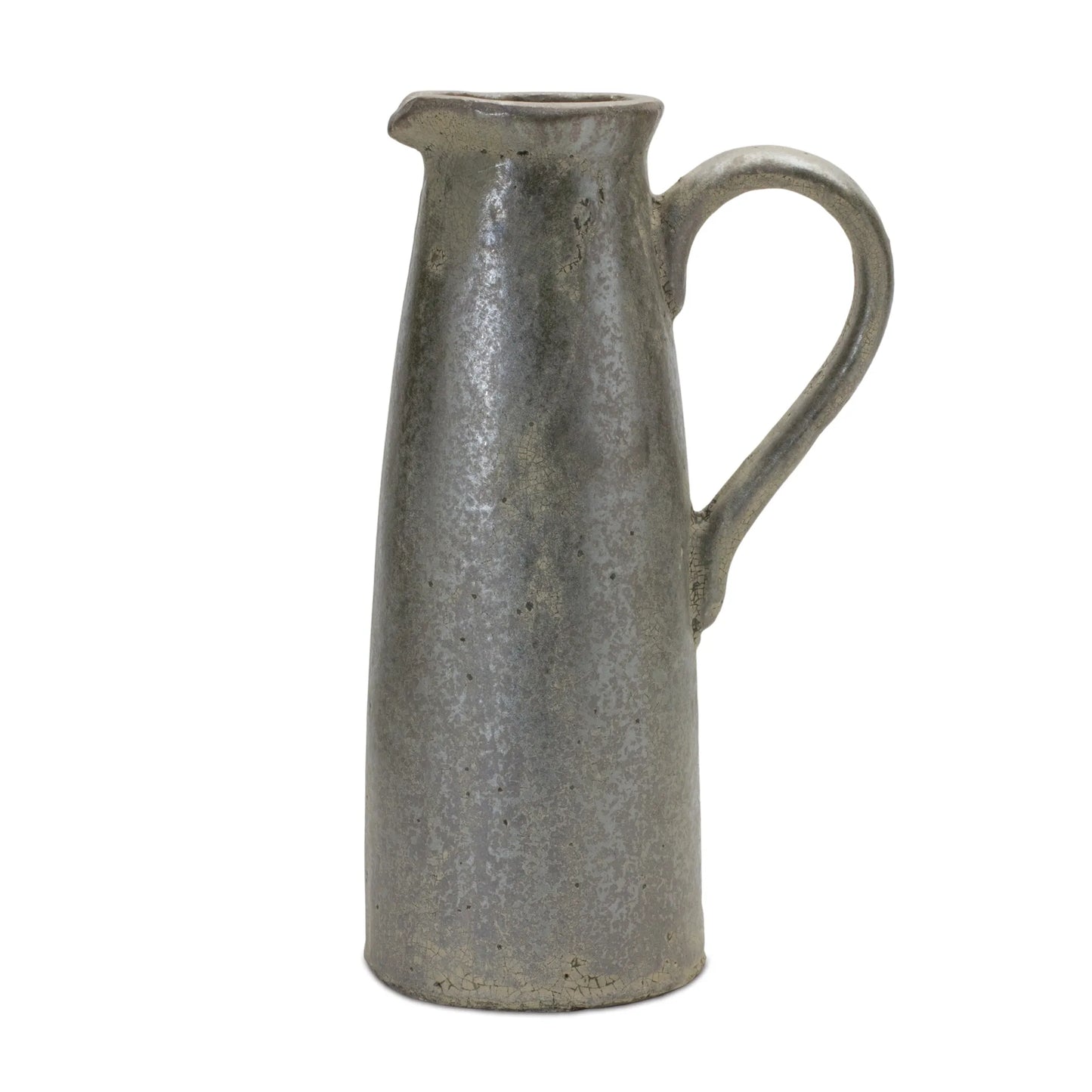 Distressed Terra Cotta Pitcher Vase Cool Grey Tones - Pack Of: 1 unit | Materials: Terra cotta | Colors: Grey | Décor  style: Rustic