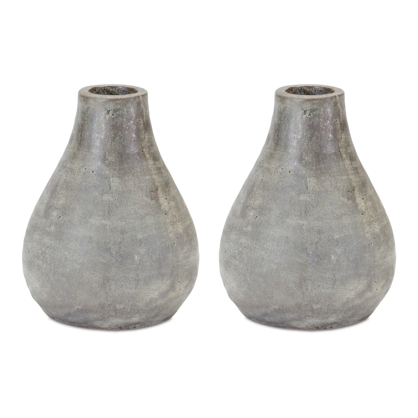 Distressed Terra Cotta Vase 6"H Set of 2