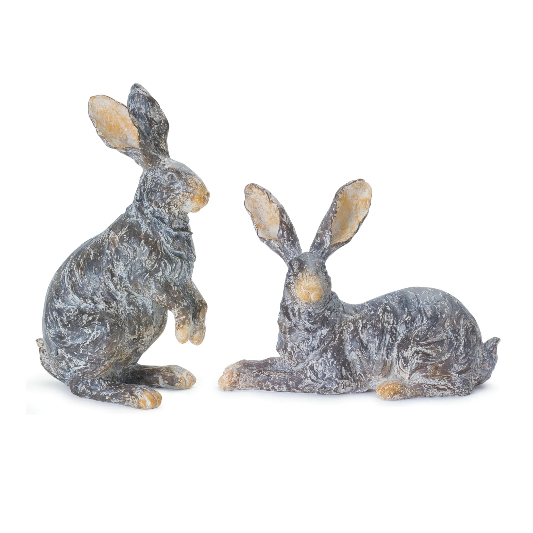 Garden Rabbit Figurine  - Materials: Resin | Colors: Brown | Décor  style: Rustic