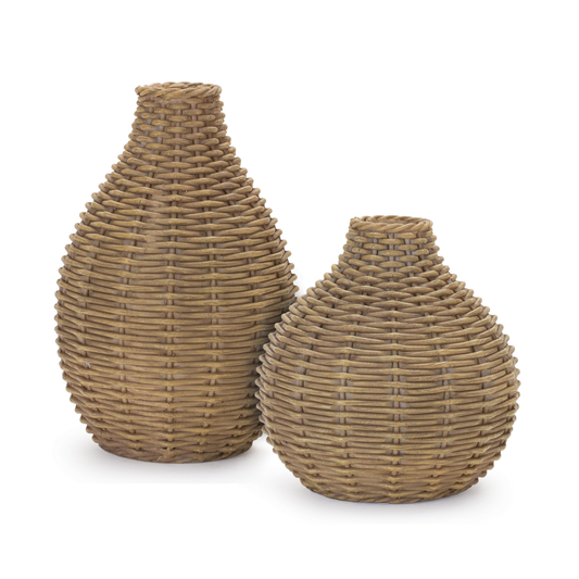 Wicker Design Vase (Set of 2) Faux Woven