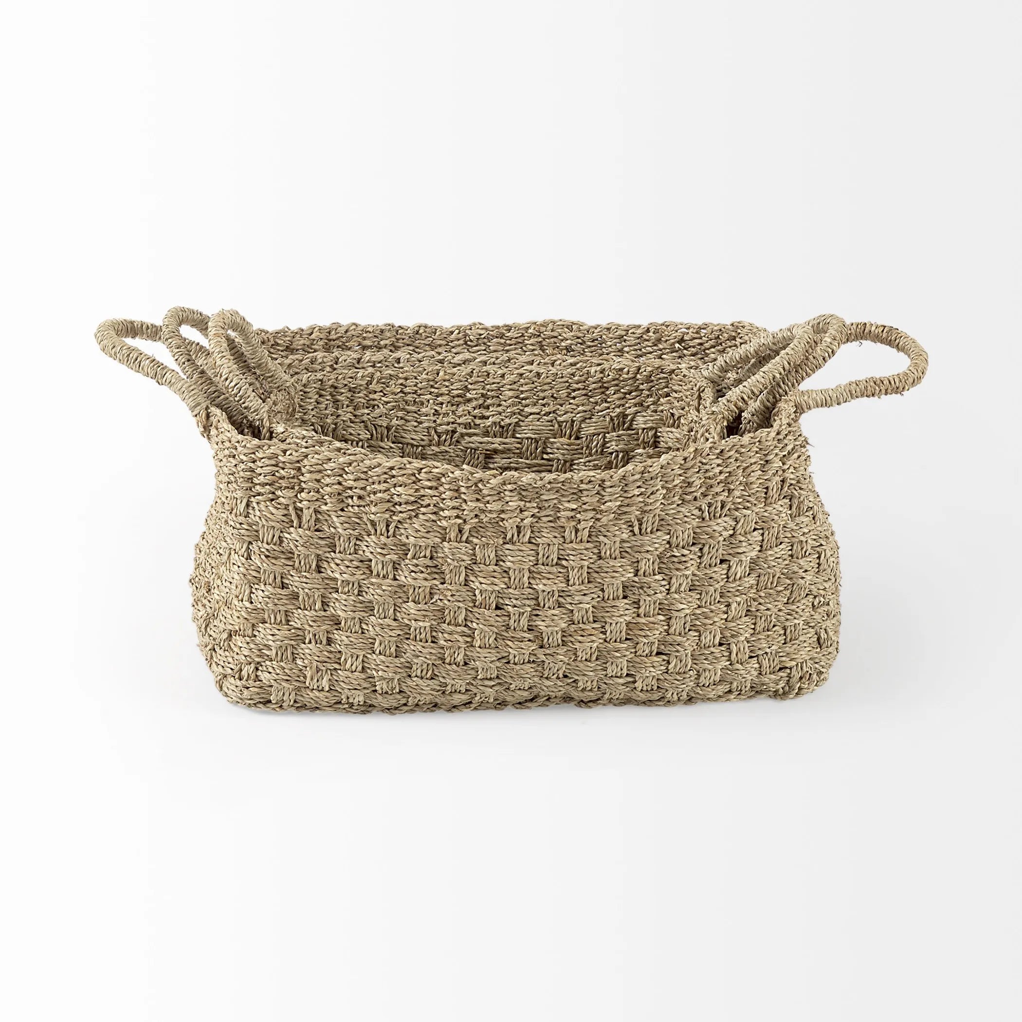 Set of Three Natural Wicker Storage Baskets