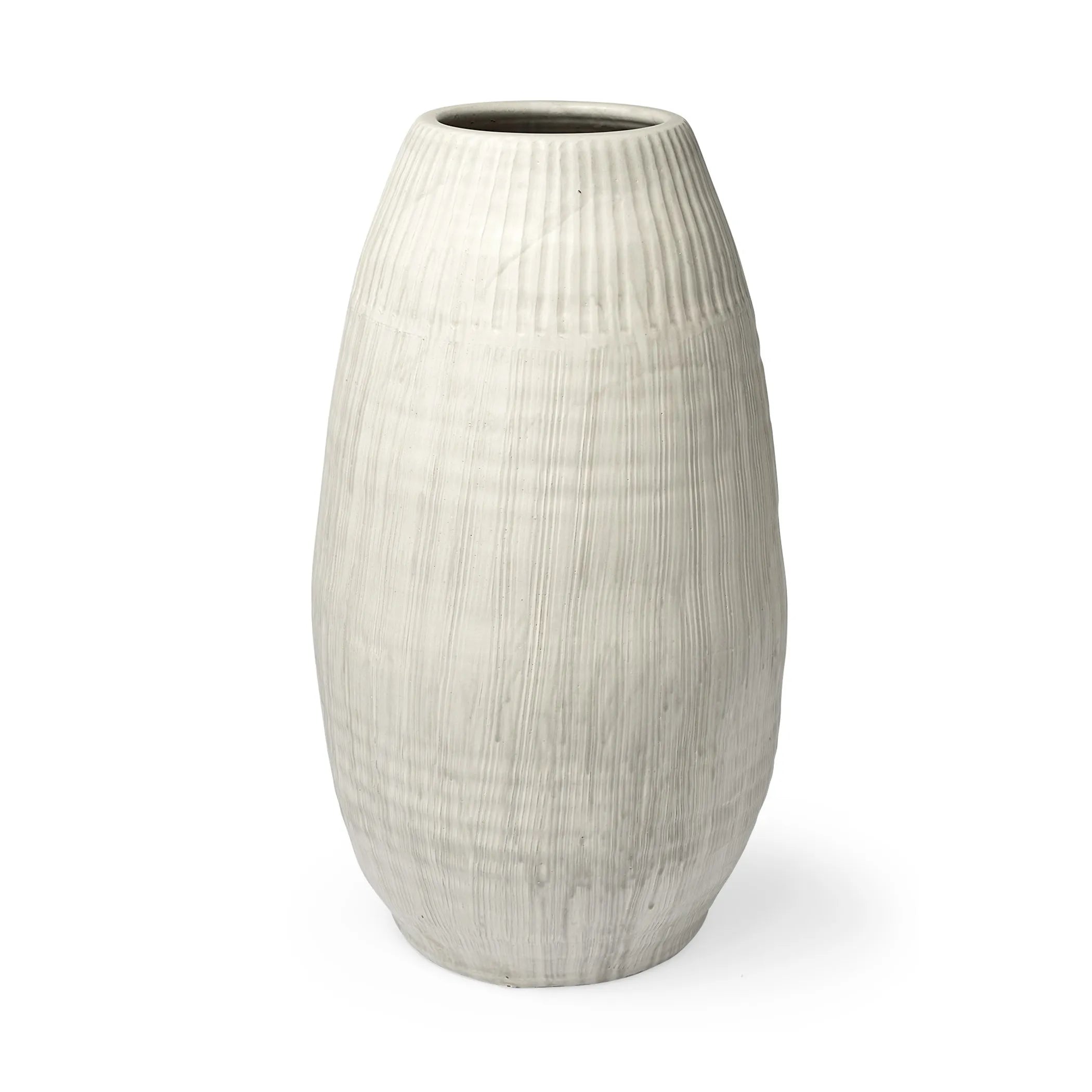 Textured ceramic vase on a white background