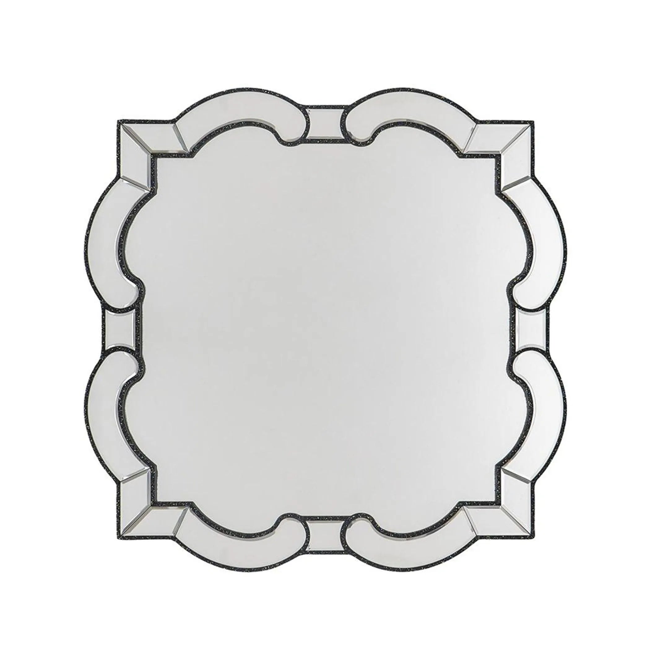 Decorative mirror with an ornate frame on a white background