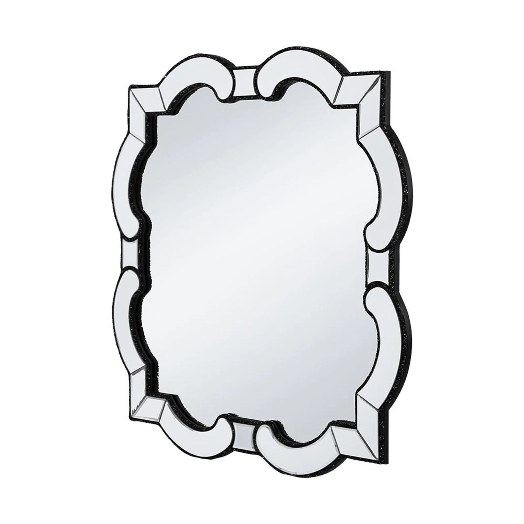 Decorative wall mirror with an ornate frame on a white background