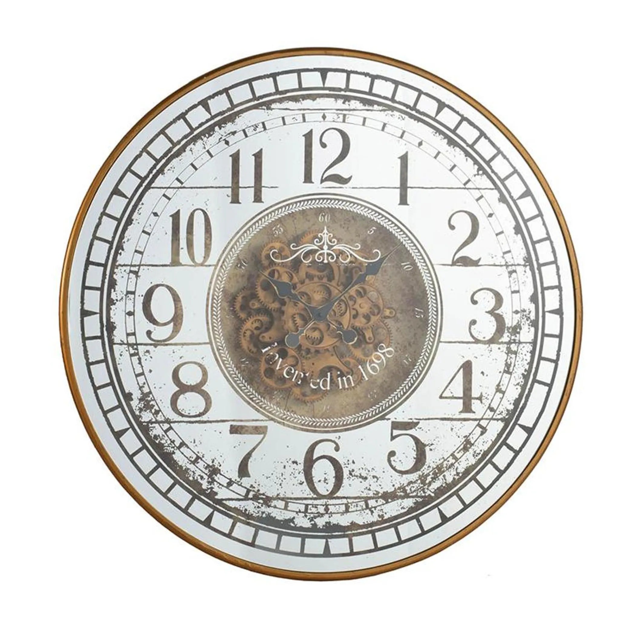 Decorative wall clock with vintage design on a white background