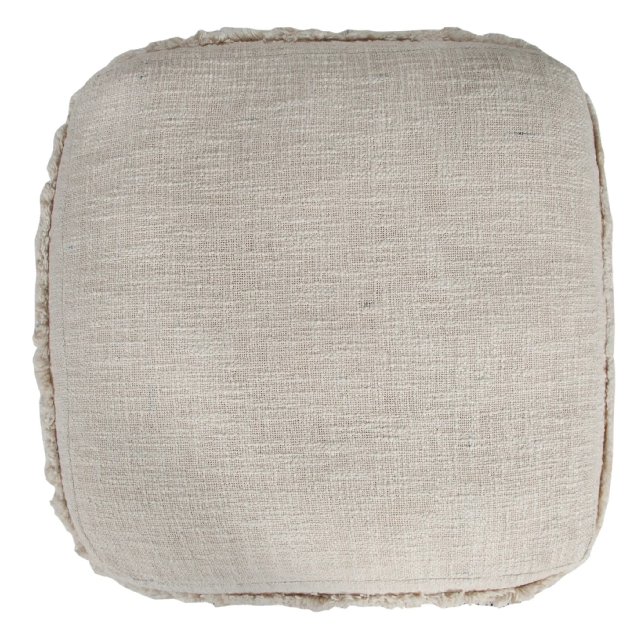 Textured square ottoman on a white background