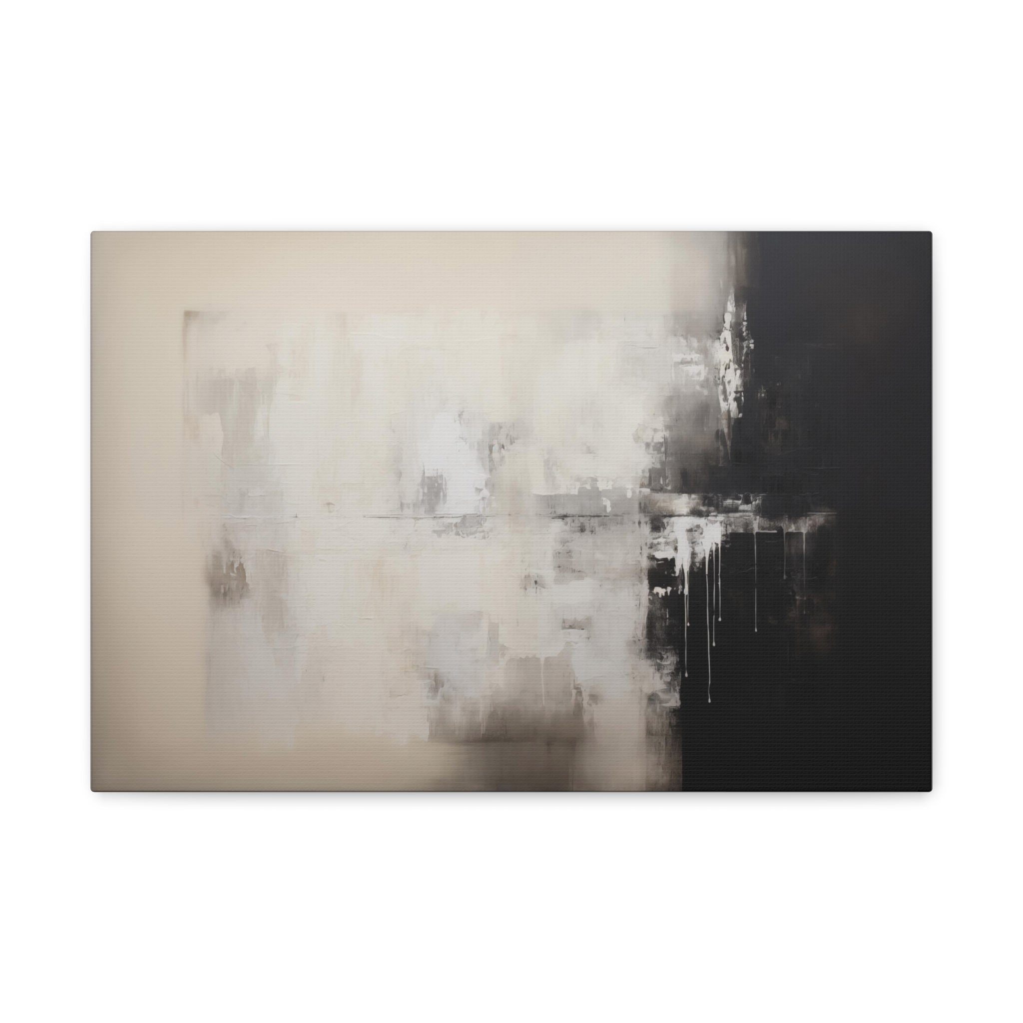 Abstract Neutral Wall Art - Canvas Print Gallery Wrap - Two-toned Beige and Black