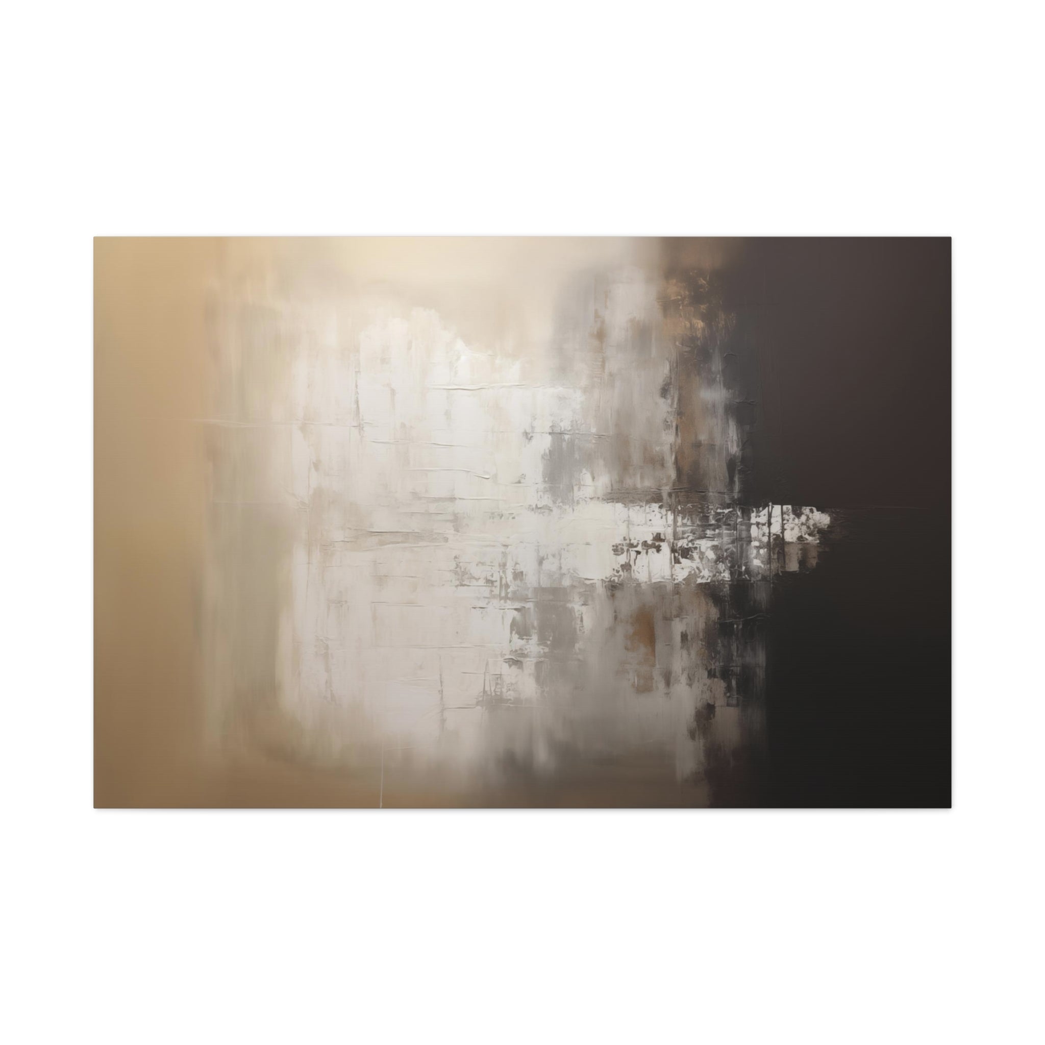 Abstract Neutral Wall Art - Canvas Print Gallery Wrap - Two-toned Ochre and Black