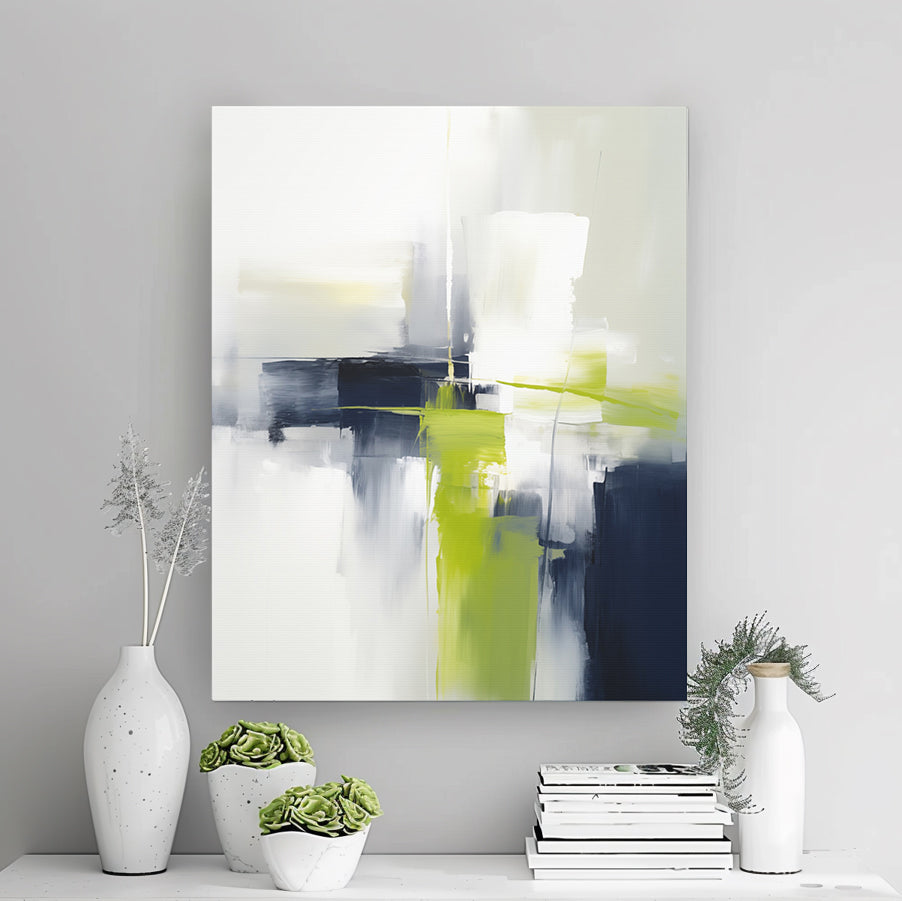 Abstract Wall Art - Canvas Print Gallery Wrap - Navy Blue and Lime