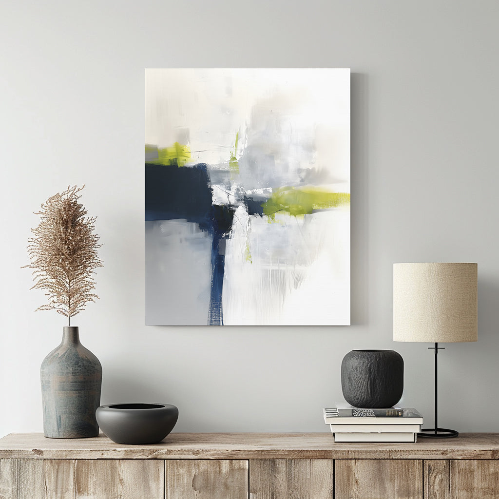 Abstract Wall Art - Canvas Print Gallery Wrap - Navy Blue and Lime