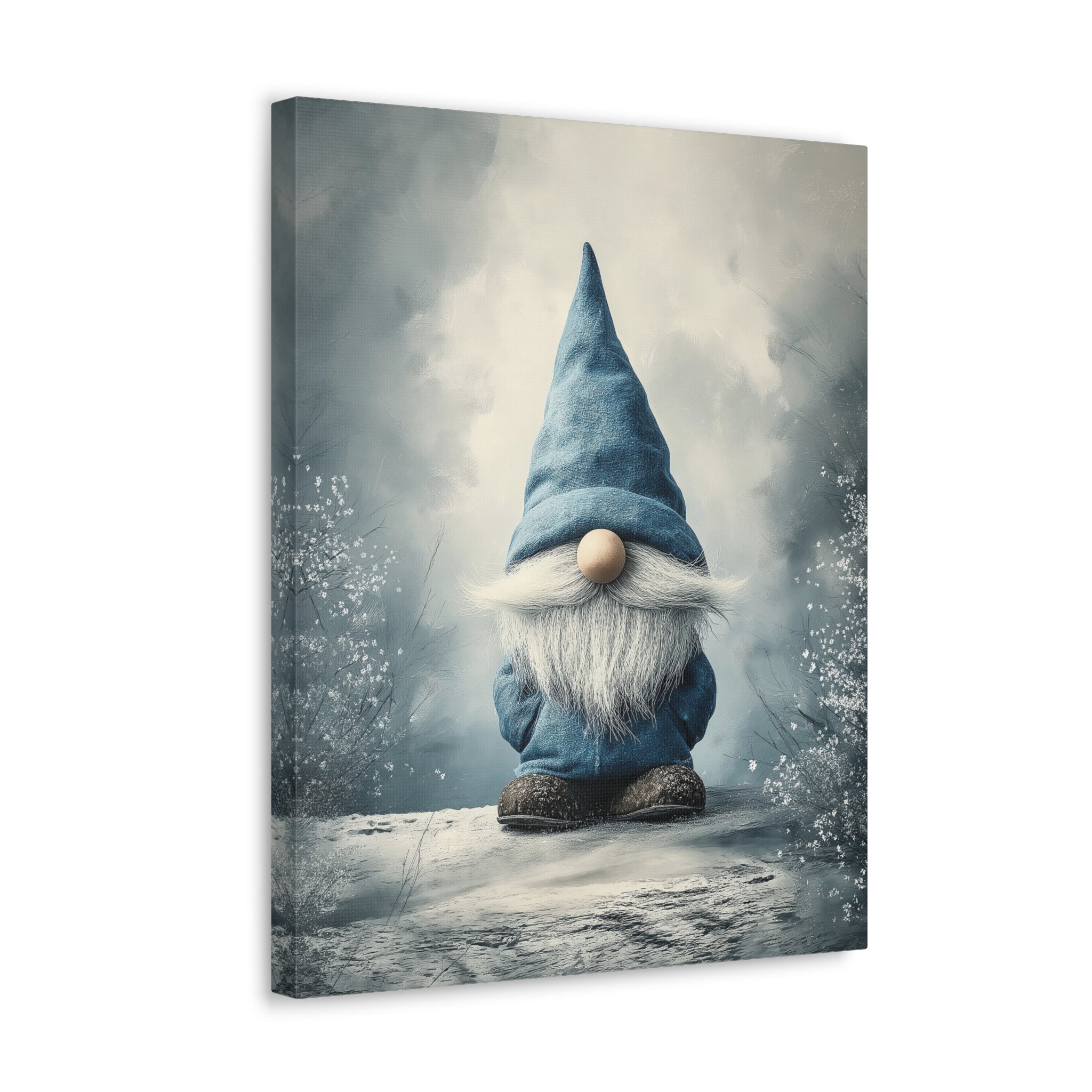 Blue Gnome Wall Art - Canvas Print Gallery Wrap - Shabby Chic