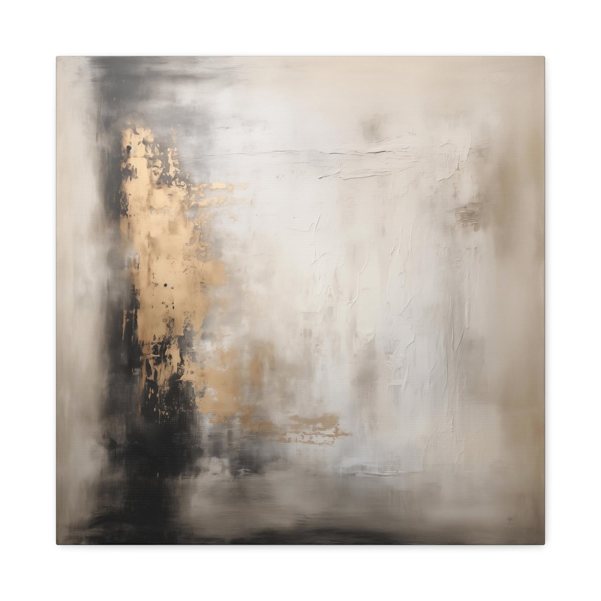 Abstract Neutral Wall Art - Canvas Print Gallery Wrap - Charred Concrete & Ochre