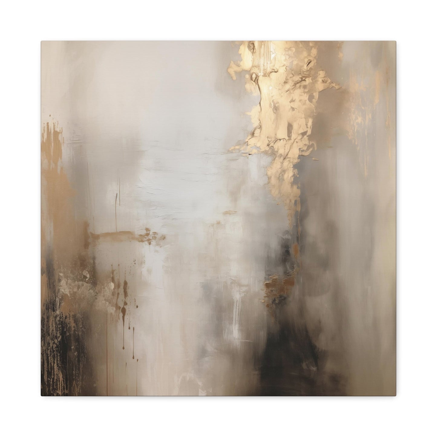 Abstract Neutral Wall Art - Canvas Print Gallery Wrap - Charred Concrete & Ochre