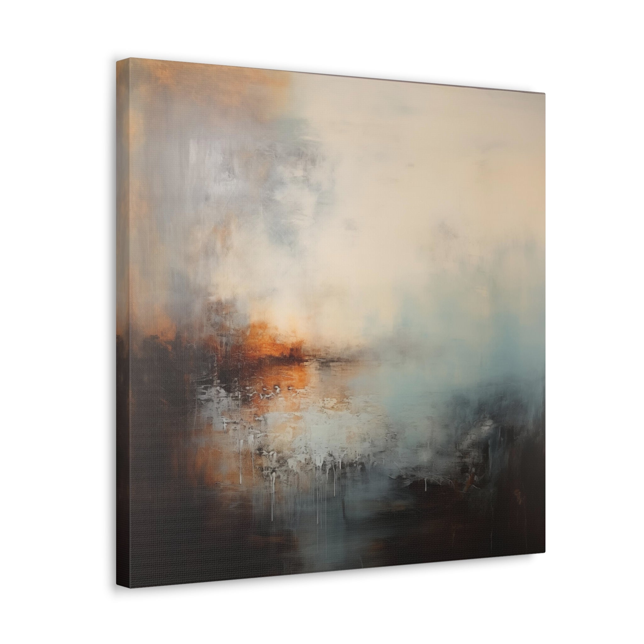 Abstract Misty Haze Wall Art - Canvas Print Gallery Wrap - Denim Blue & Orange