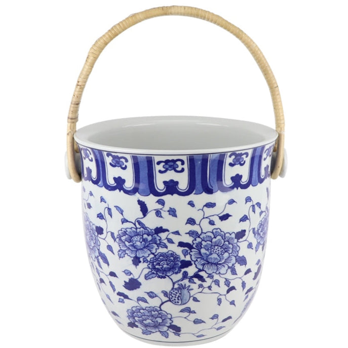 Blue & White Peony Blossom Ice Bucket