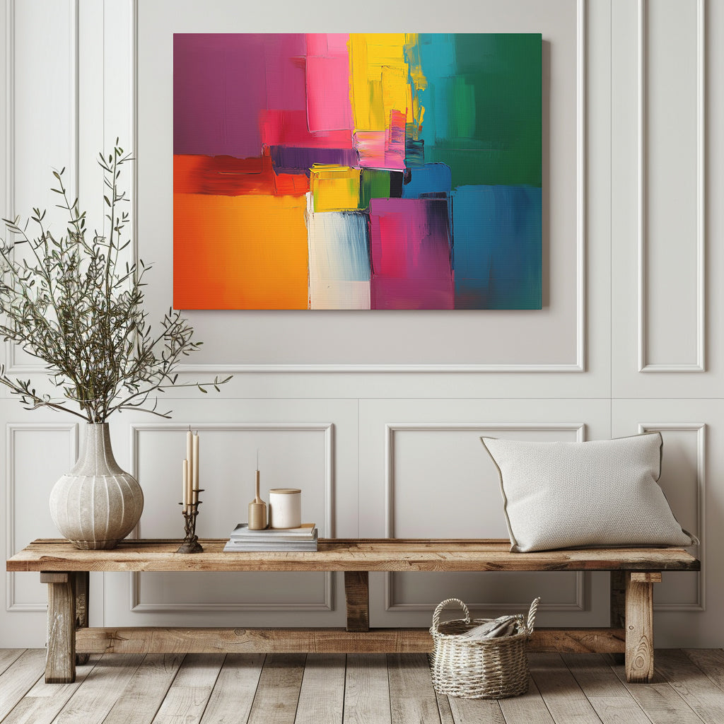 Vibrant Color Block Abstract Canvas Print - Gallery Wrapped Wall Art - 'Impasto III'