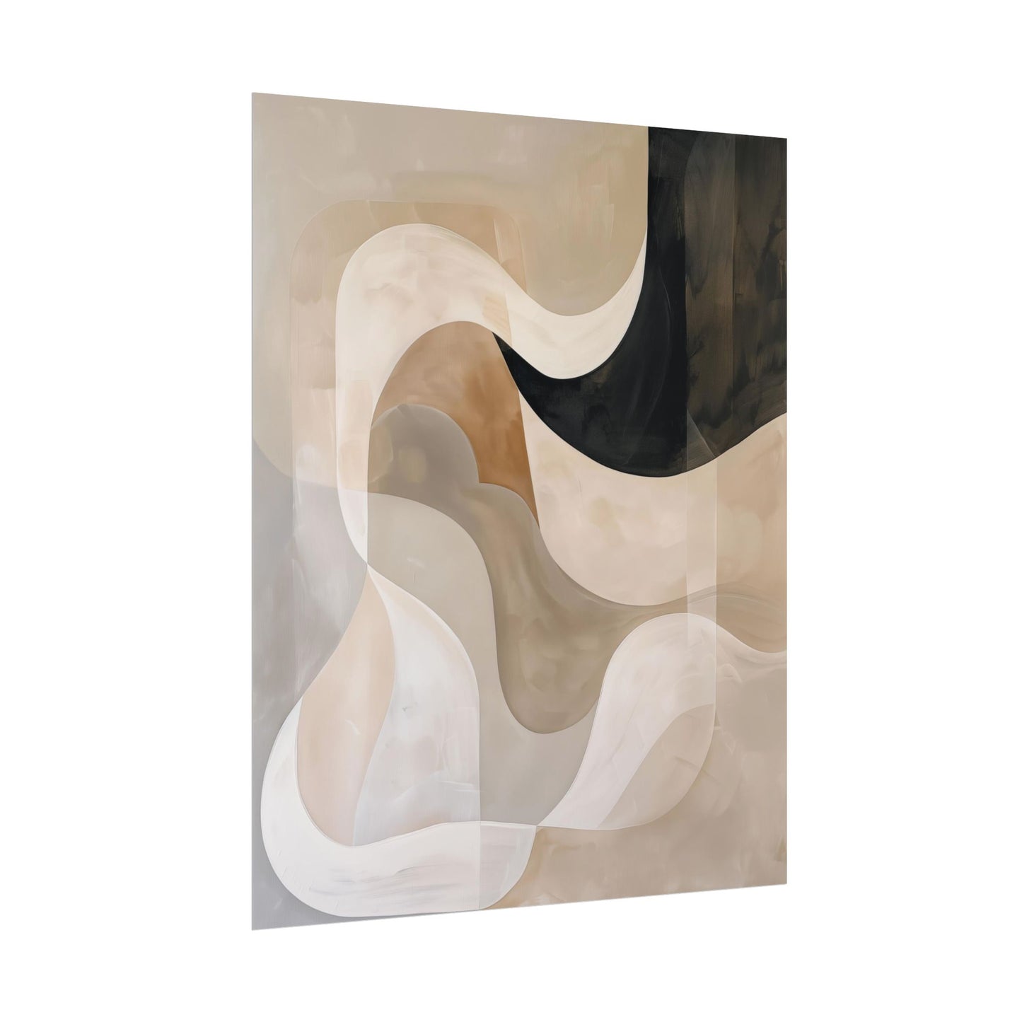 Abstract Curves Wall Art Print - Neutral and Black