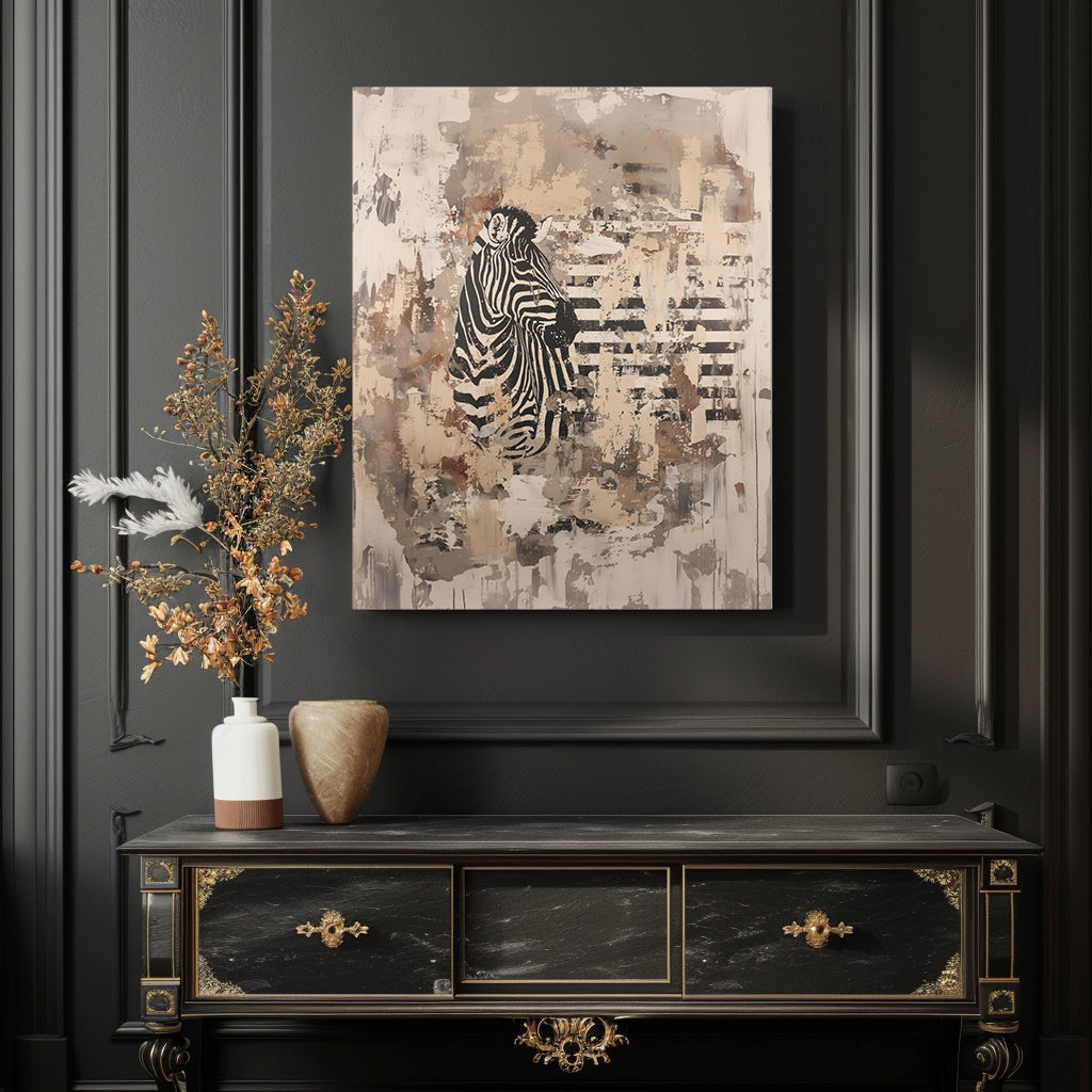 Zebra Wall Art - Canvas Print Gallery Wrap - Neutral Stripes