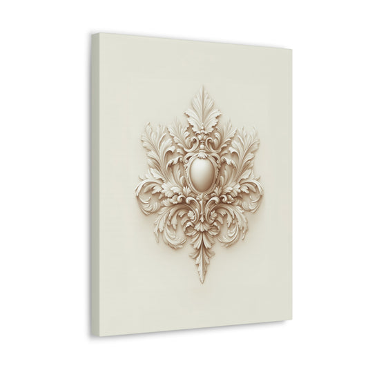 Renaissance Emblem Wall Art - Canvas Gallery Wrap - Soft Grayish White