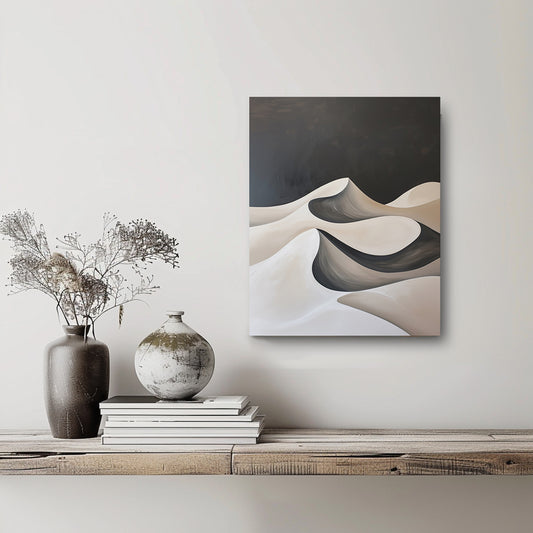 Dune Abstract Black and Neutral Wall Art - Canvas Print Gallery Wrap