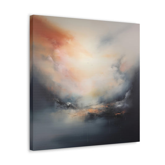 Abstract Misty Haze Wall Art - Canvas Print Gallery Wrap - Denim Blue and Orange