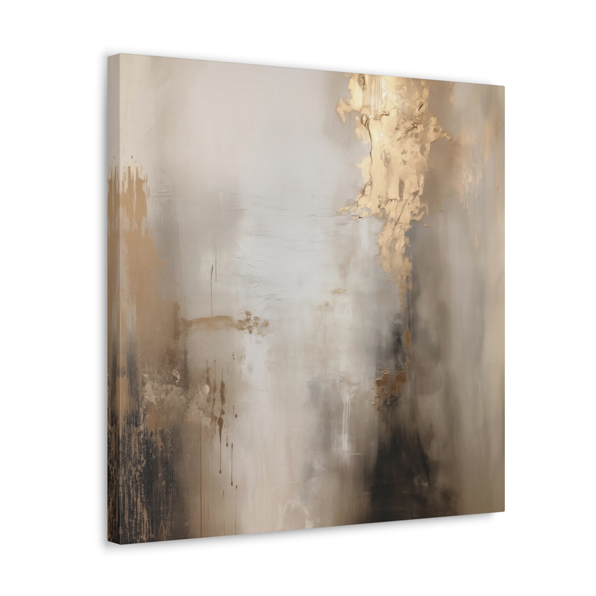 Abstract Neutral Wall Art - Canvas Print Gallery Wrap - Charred Concrete & Ochre