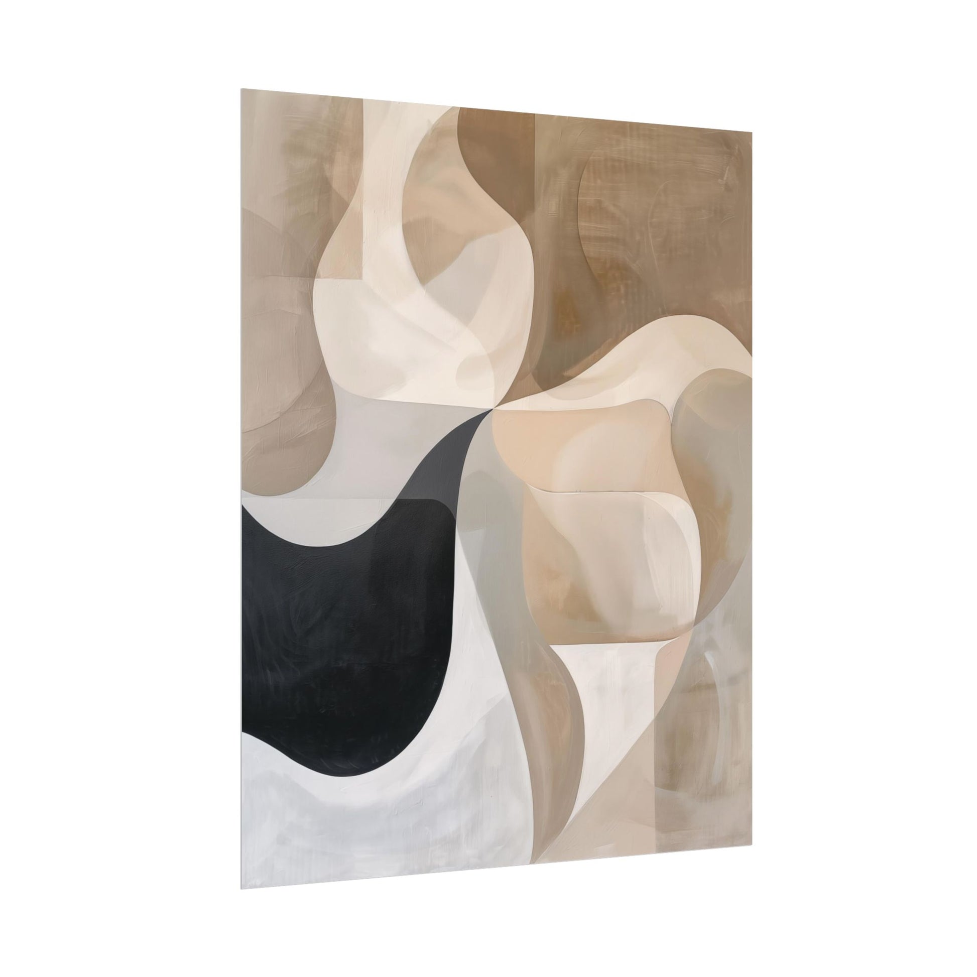 Abstract Curves Wall Art Print - Neutral and Black