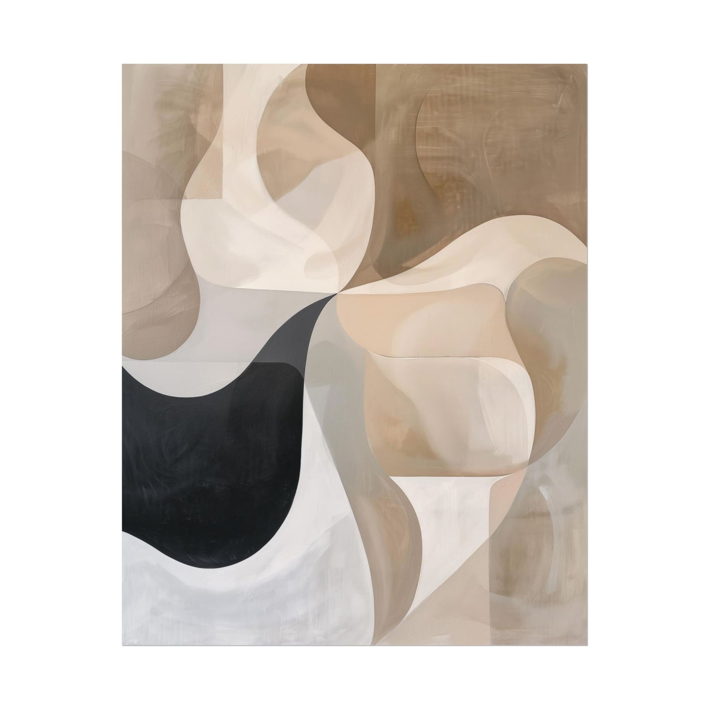 Abstract Curves Wall Art Print - Neutral and Black